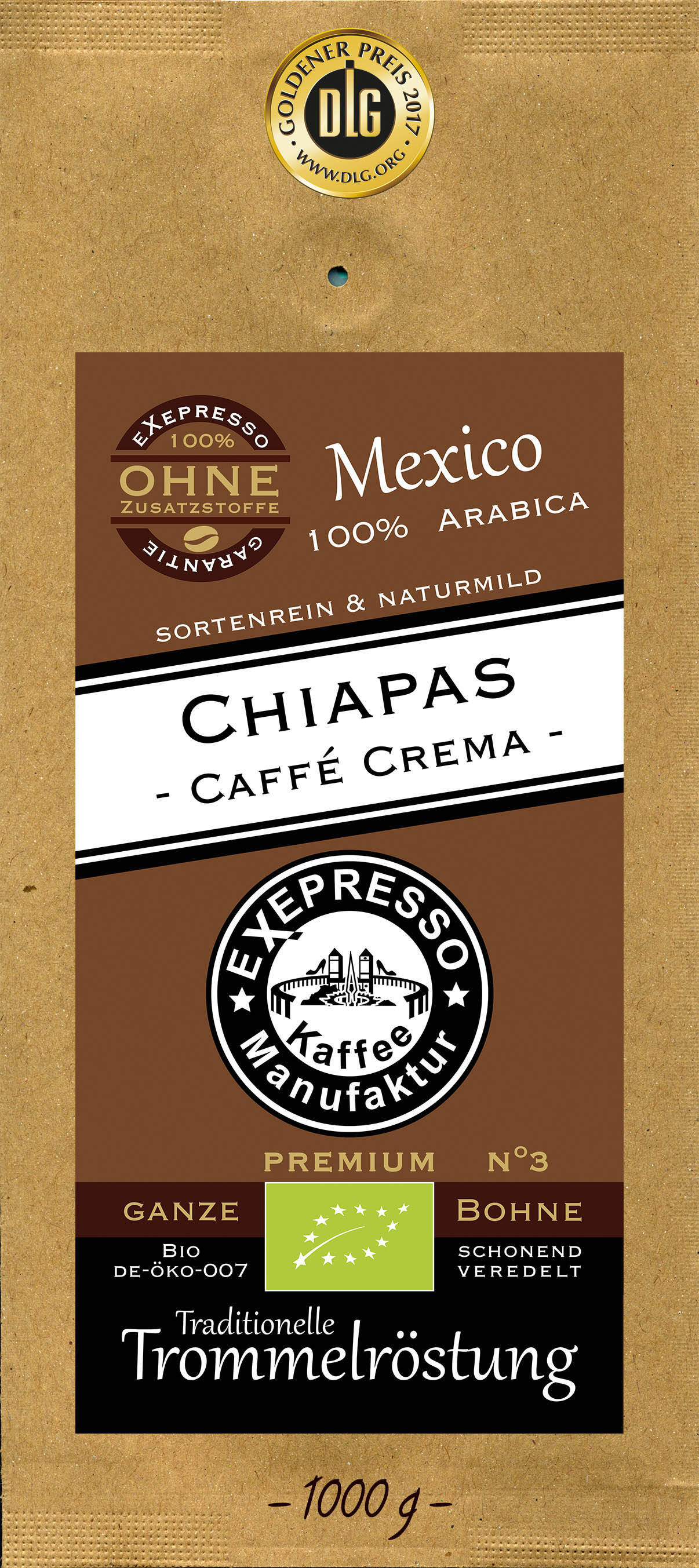 4262444270333 - BIO Chiapas Caffe Crema ganze Bohnen 1kg