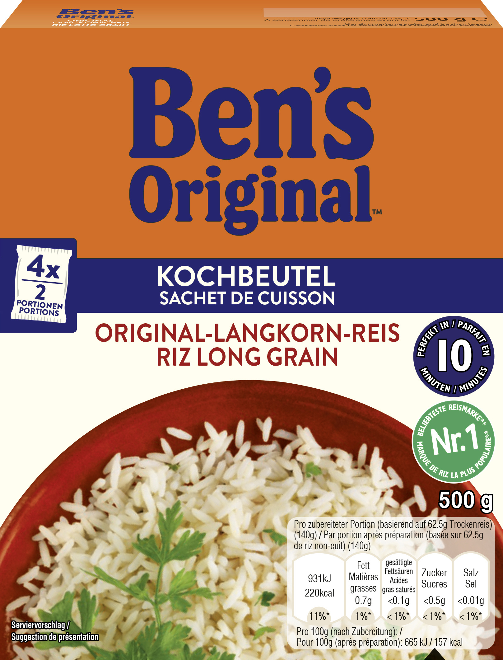 5410673004444 - Ben`s Originaln-Langkorn Reis im Kochbeutel 500g