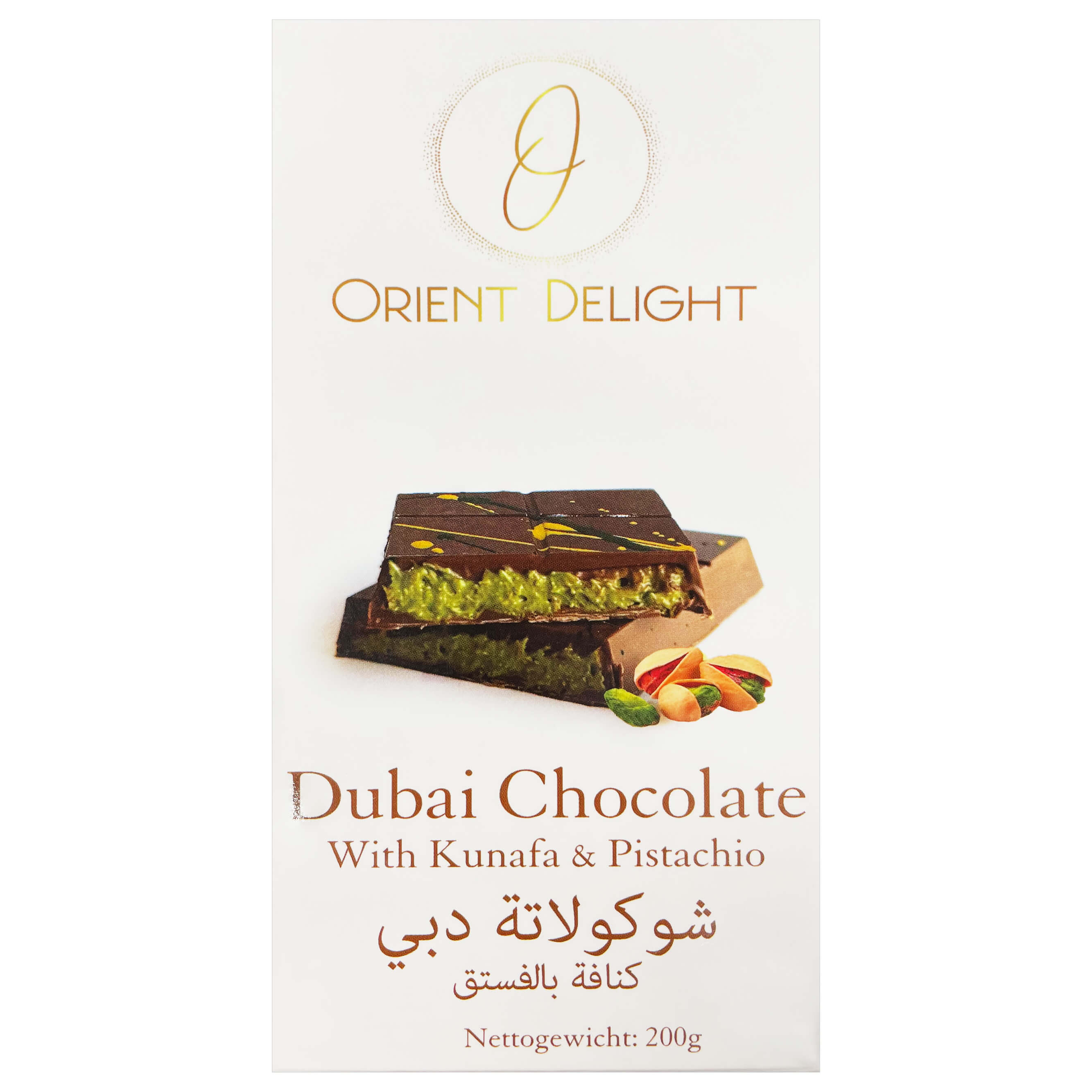 Orient Delight Premium Dubai Schokolade mit Kunafa und Pistazien 200g