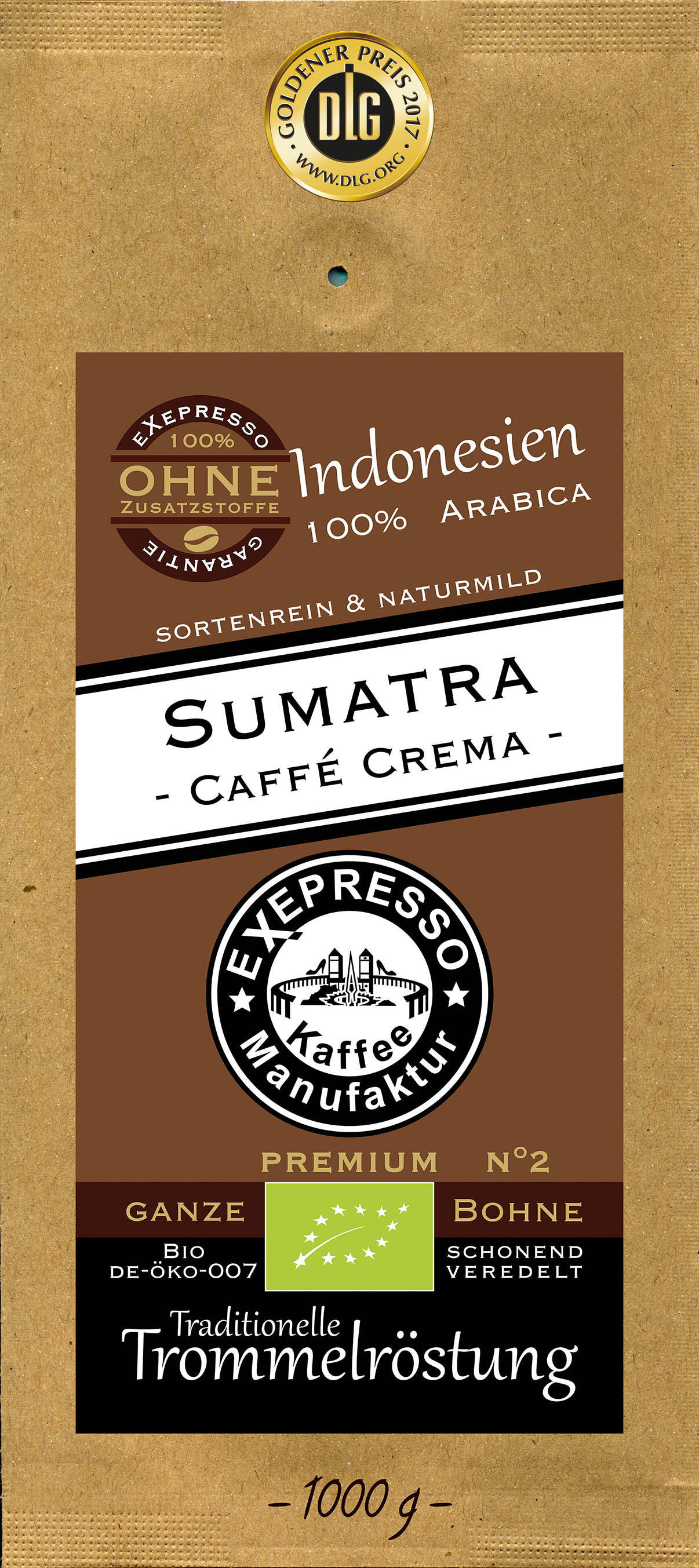 4262444270340 - BIO Sumatra Caffe Crema ganze Bohnen 1kg